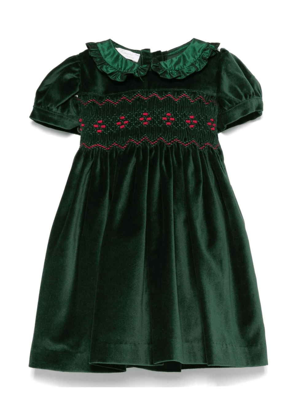 Abito per neonata Mariella Ferrari verde in velluto - Rubino Kids