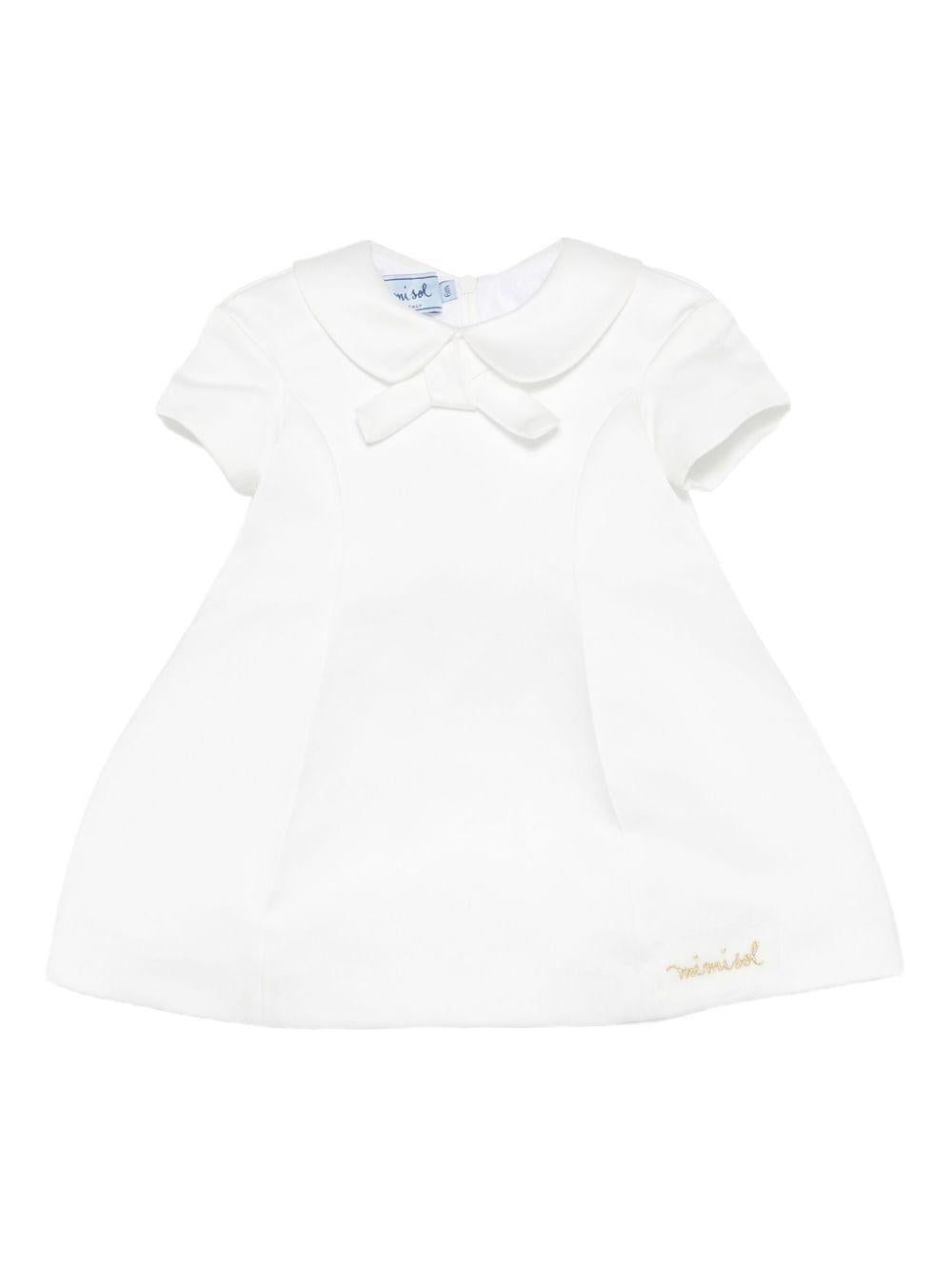 Abito per neonata Mi Mi Sol bianco con ricamo e dettagli con fiocchi - Rubino Kids