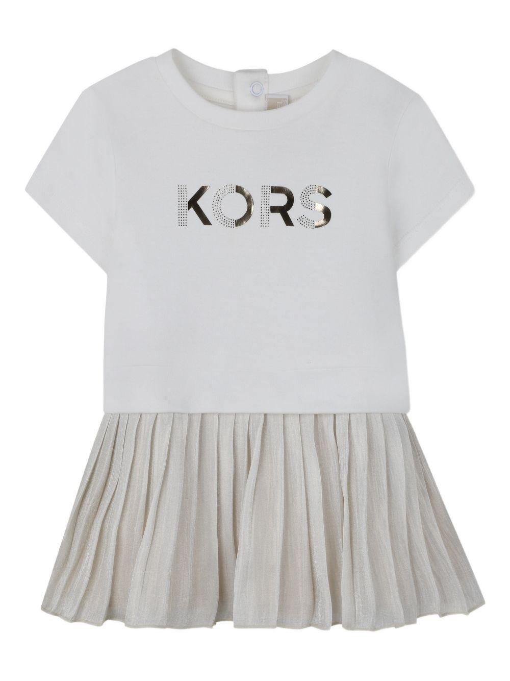 Abito per neonata Michael Kors Kids bianco con gonna plissettata - Rubino Kids