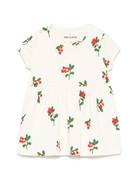 Abito per neonata Mini Rodini beige con stampa grafica e dettaglio con ruches - Rubino Kids