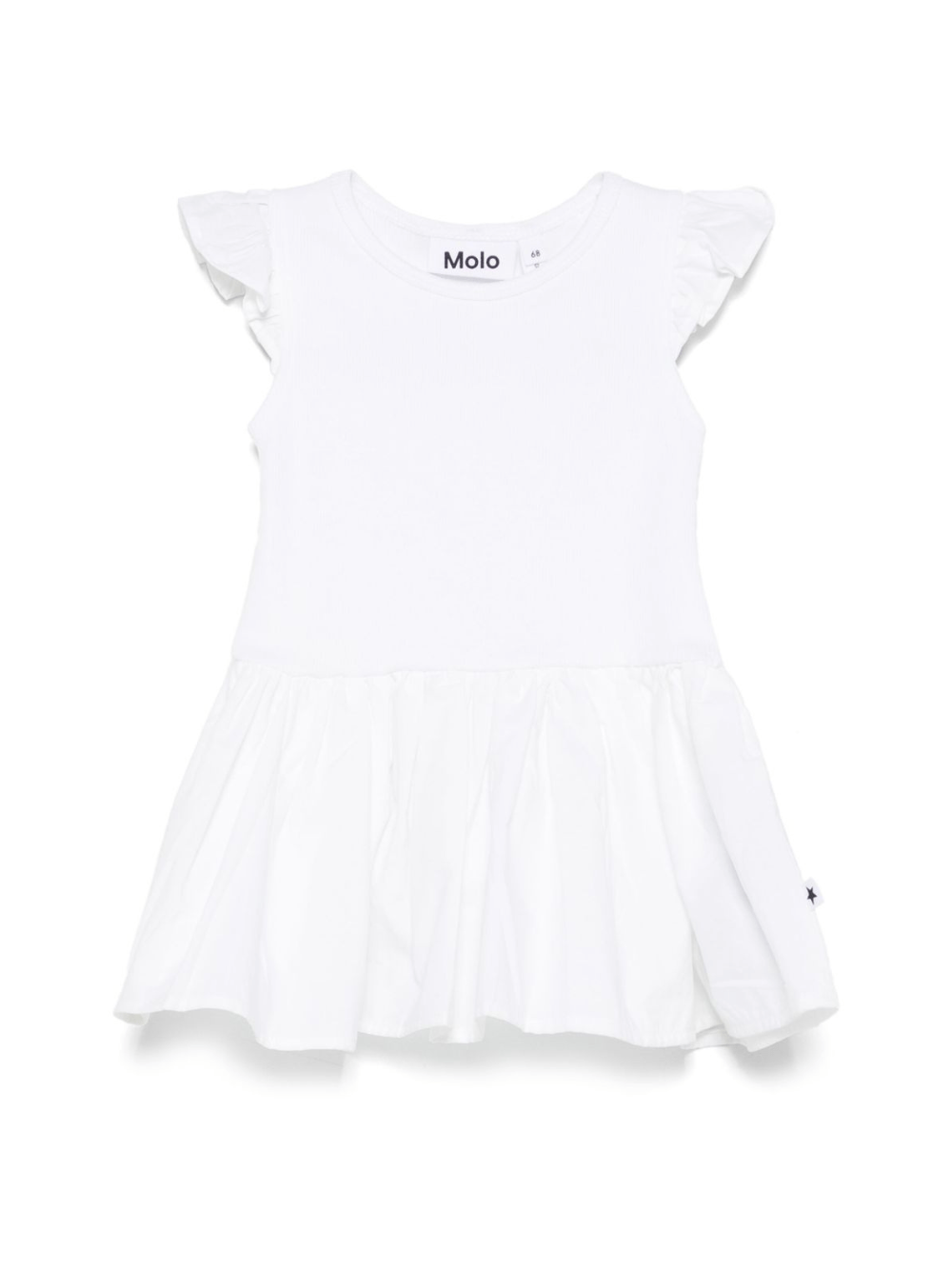 Abito per neonata Molo bianco Cimi con targhetta con logo e dettagli con ruches - Rubino Kids