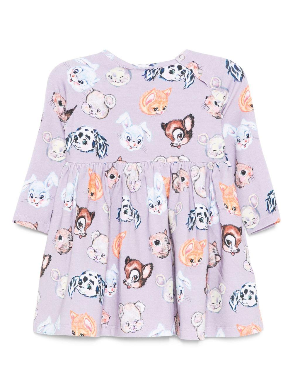 Abito per neonata Molo viola con stampa di animali - Rubino Kids