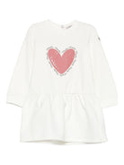 Abito per neonata Moncler Enfant bianco con stampa cuore - Rubino Kids