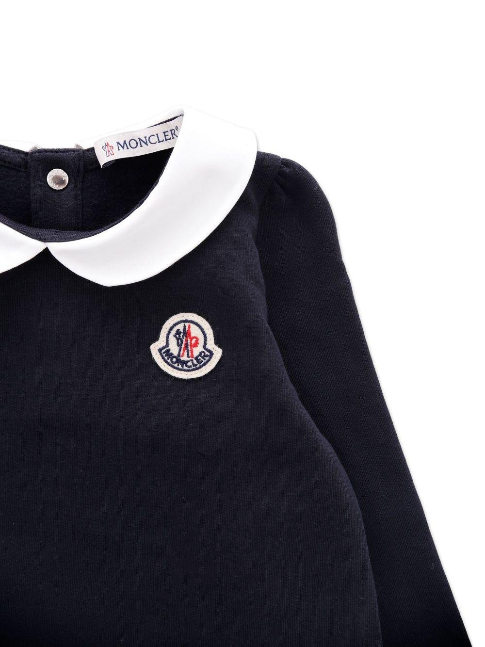 Abito per neonata Moncler Enfant blu con colletto alla Peter Pan - Rubino Kids