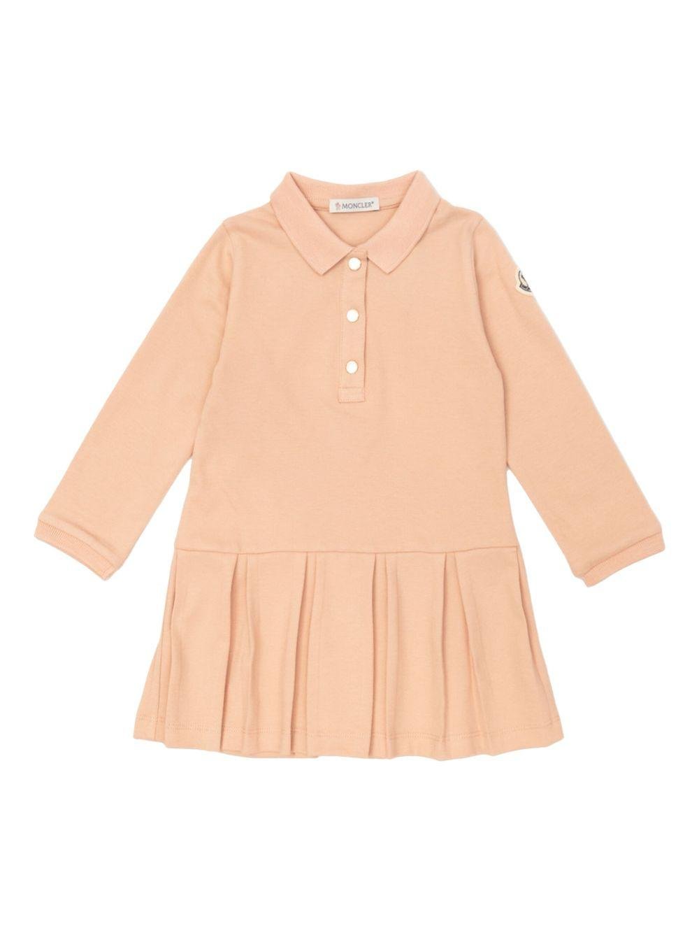 Abito per neonata Moncler Enfant rosa con pieghe - Rubino Kids