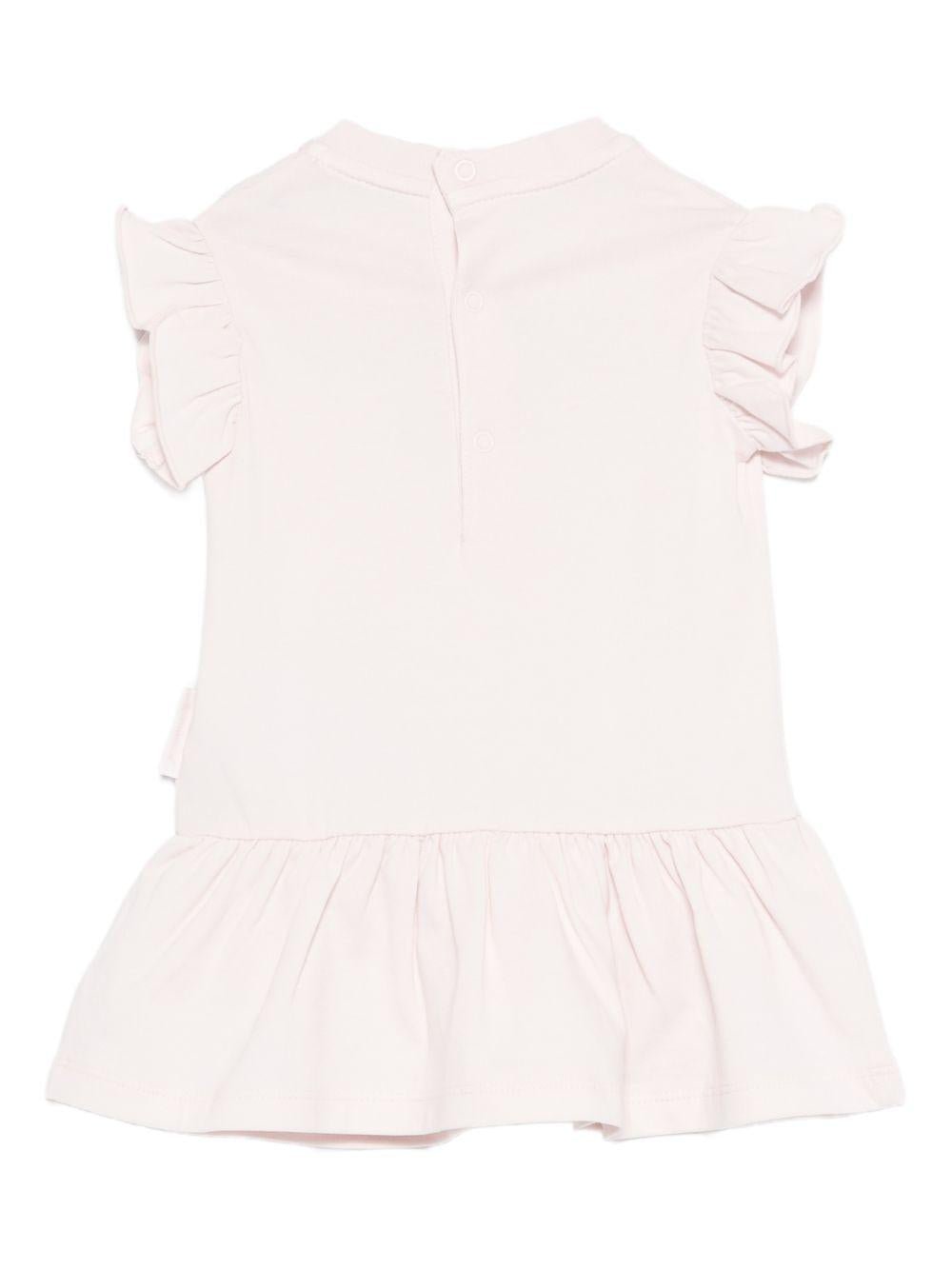 Abito per neonata Moncler Kids rosa con stampa grafica sul davanti - Rubino Kids