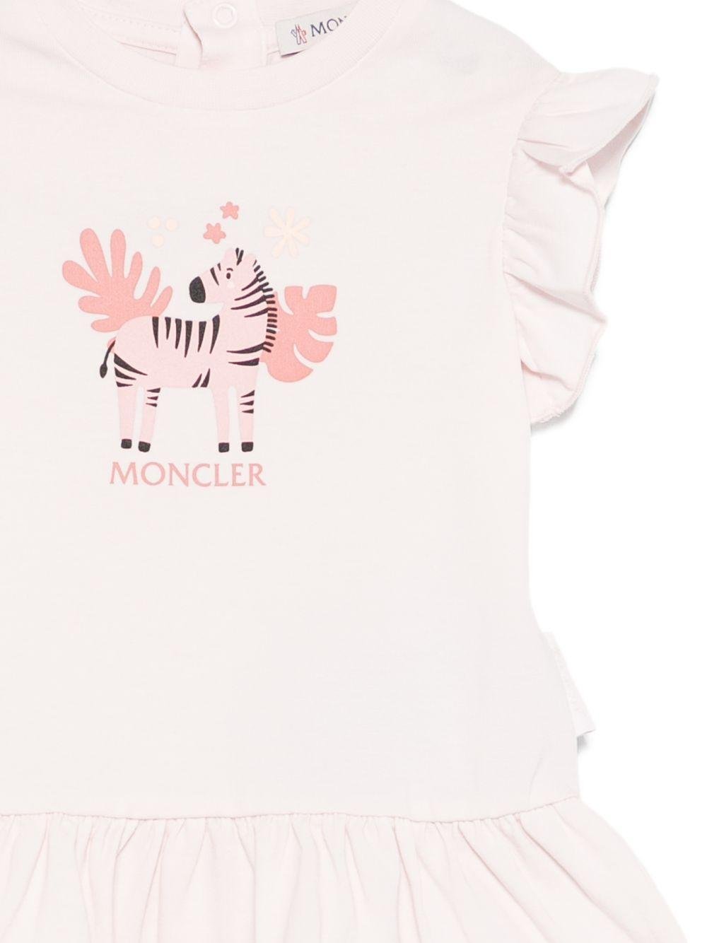 Abito per neonata Moncler Kids rosa con stampa grafica sul davanti - Rubino Kids