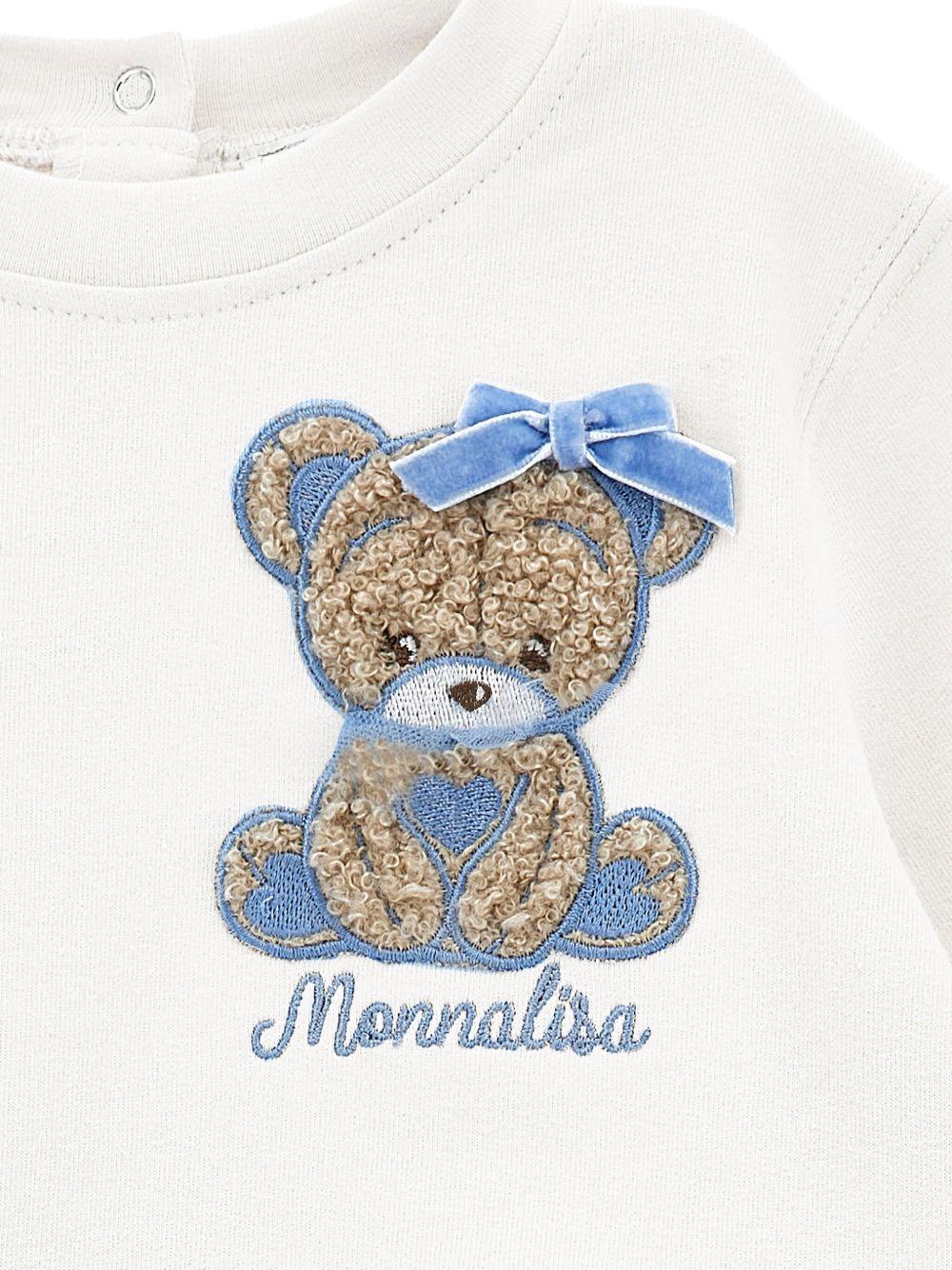 Abito per neonata Monnalisa azzurro con ricamo Bear - Rubino Kids