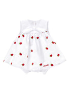 Abito per neonata Monnalisa bianco con caratteristico motivo Strawberry - Rubino Kids