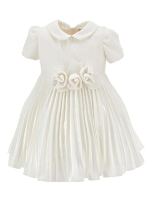 Monnalisa white baby girl dress with pleated collar