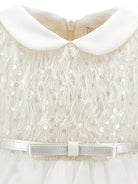 Abito per neonata Monnalisa bianco con decorazione con paillettes - Rubino Kids