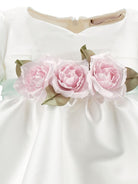 Abito per neonata Monnalisa bianco con dettaglio con fiocco e con fiore - Rubino Kids