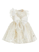 Abito per neonata Monnalisa bianco con dettaglio fiocco sul davanti - Rubino Kids