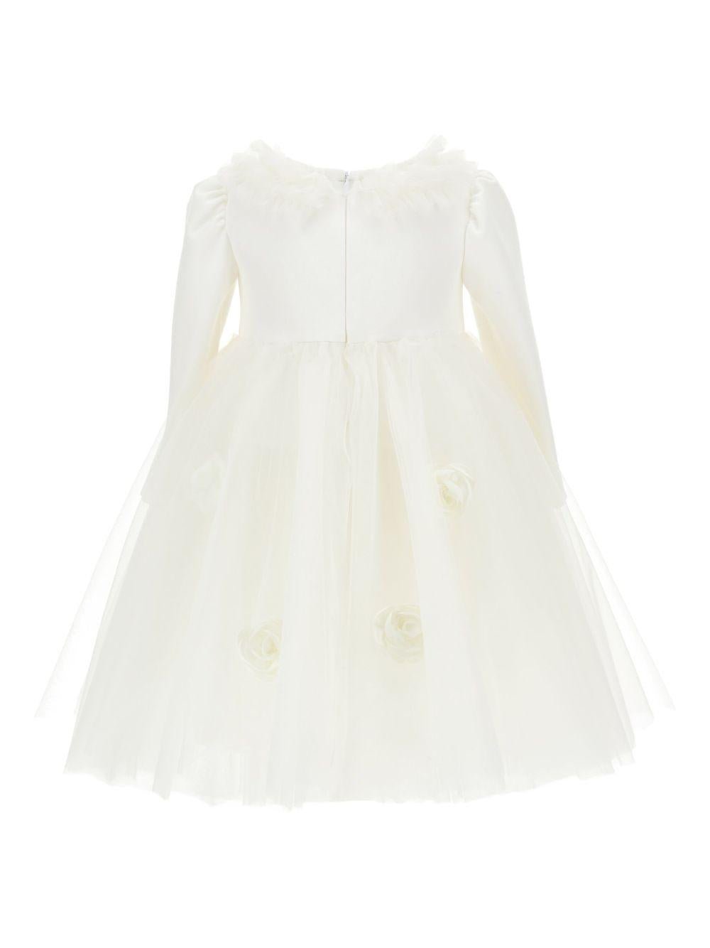 Abito per neonata Monnalisa bianco con maniche lunghe - Rubino Kids