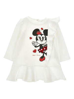 Monnalisa white baby girl dress with Minnie Mouse