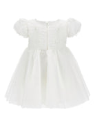 Abito per neonata Monnalisa bianco con ricamo e maniche a palloncino - Rubino Kids