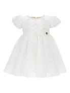 Abito per neonata Monnalisa bianco con ricamo e maniche a palloncino - Rubino Kids