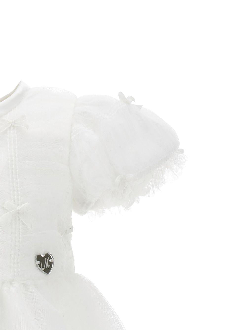 Abito per neonata Monnalisa bianco con ricamo e maniche a palloncino - Rubino Kids
