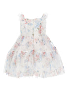 Abito per neonata Monnalisa bianco con stampa a fiori - Rubino Kids