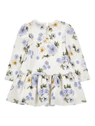 Abito per neonata Monnalisa bianco con stampa a fiori - Rubino Kids