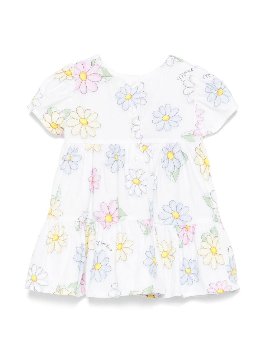 Abito per neonata Monnalisa bianco con stampa a fiori - Rubino Kids