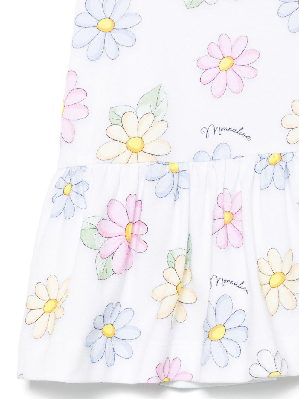 Abito per neonata Monnalisa bianco con stampa con fiori all - over - Rubino Kids