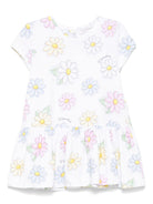 Abito per neonata Monnalisa bianco con stampa con fiori all - over - Rubino Kids
