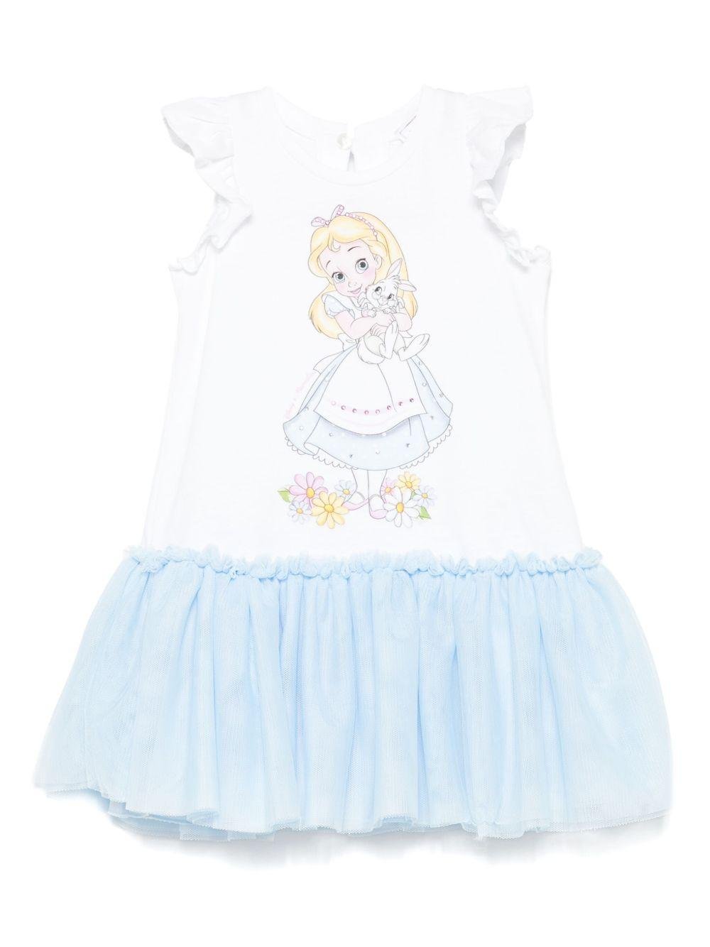 Abito per neonata Monnalisa bianco con stampa grafica x Disney - Rubino Kids