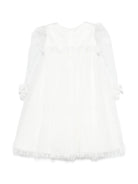 Abito per neonata Monnalisa bianco in tulle con design ricamato - Rubino Kids