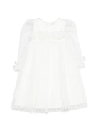Abito per neonata Monnalisa bianco in tulle con design ricamato - Rubino Kids