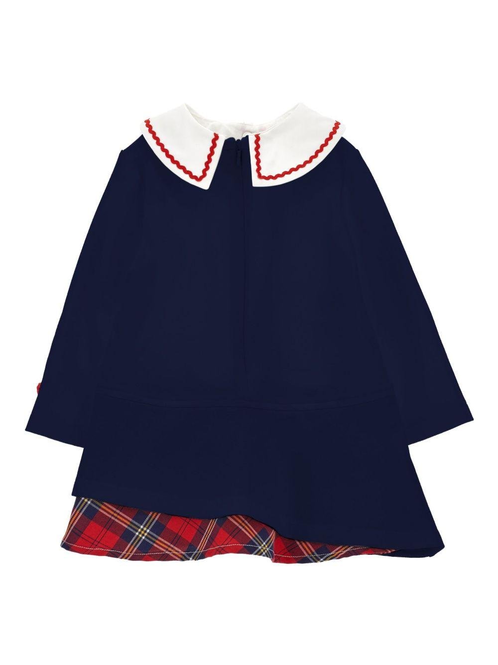 Abito per neonata Monnalisa blu con bordo a contrasto - Rubino Kids