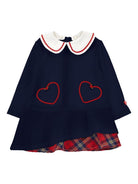 Abito per neonata Monnalisa blu con bordo a contrasto - Rubino Kids