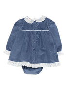 Abito per neonata Monnalisa blu con colletto arricciato - Rubino Kids