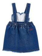 Abito per neonata Monnalisa denim con ricamo a cuore - Rubino Kids