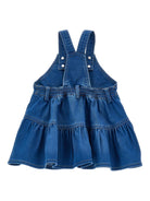 Abito per neonata Monnalisa denim con ricamo a fiori - Rubino Kids