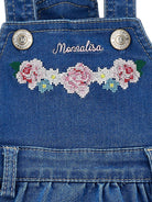 Abito per neonata Monnalisa denim con ricamo a fiori - Rubino Kids