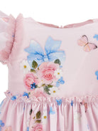 Abito per neonata Monnalisa rosa a fiori con ruches - Rubino Kids