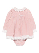 Abito per neonata Monnalisa rosa con colletto arricciato - Rubino Kids