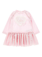 Abito per neonata Monnalisa rosa con dettagli con ruches - Rubino Kids