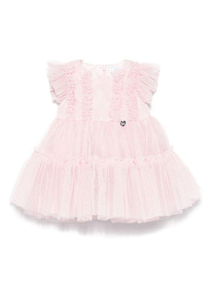 Monnalisa pink baby girl dress with tulle details
