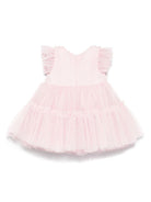 Abito per neonata Monnalisa rosa con dettagli in tulle - Rubino Kids