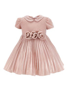Abito per neonata Monnalisa rosa con gonna plissettata - Rubino Kids