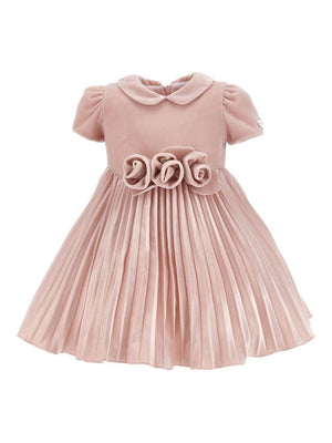 Monnalisa pink baby girl dress with pleated skirt