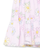 Abito per neonata Monnalisa rosa con stampa a fiori all - over - Rubino Kids