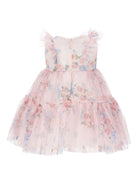 Abito per neonata Monnalisa rosa con stampa a fiori - Rubino Kids