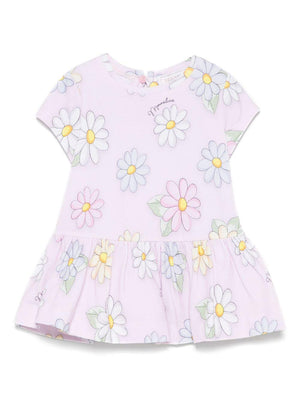 Abito per neonata Monnalisa rosa con stampa a fiori