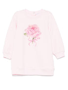 Abito per neonata Monnalisa rosa con stampa rosa sul davanti - Rubino Kids