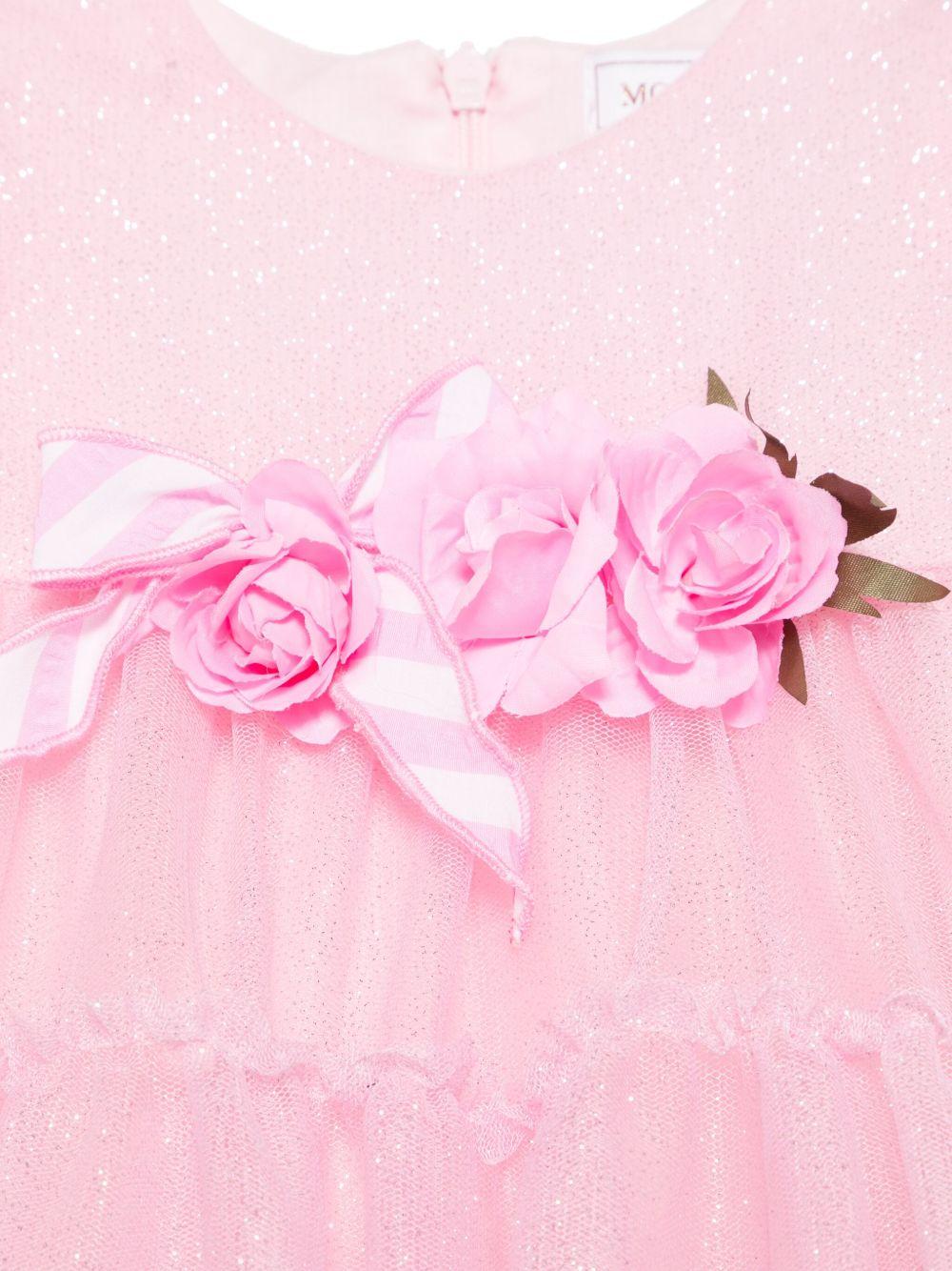 Abito per neonata Monnalisa rosa in tulle con dettaglio glitter - Rubino Kids