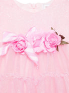 Abito per neonata Monnalisa rosa in tulle con dettaglio glitter - Rubino Kids