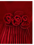 Abito per neonata Monnalisa rosso con colletto plissettato - Rubino Kids